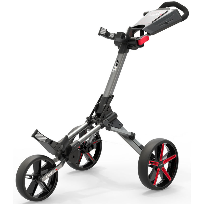 PowaKaddy Micra 3-Wheel Push Trolley - Gunmetal/Red