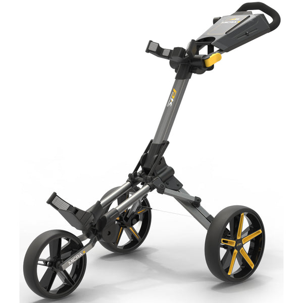 PowaKaddy Micra 3-Wheel Push Trolley - Gunmetal/Yellow