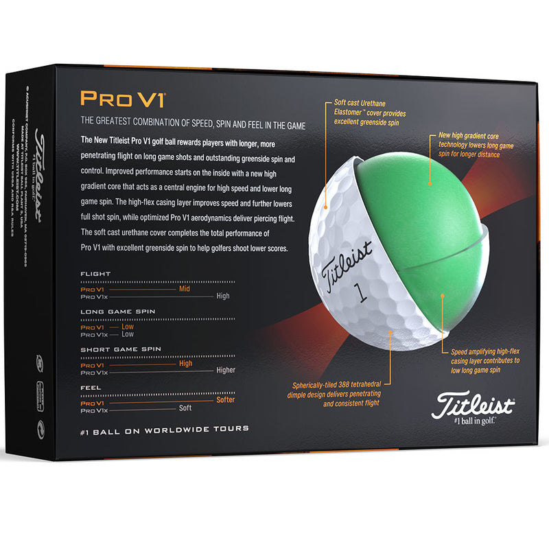 Titleist Pro V1 Golf Balls - White - 12 Pack