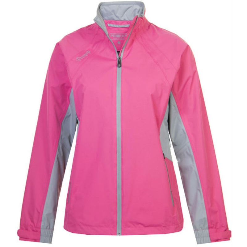 ProQuip Aquastorm Ebony Ladies Waterproof Jacket - Bright Pink/Dove Grey/Black