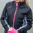 ProQuip Aquastorm Ebony Ladies Waterproof Jacket - Black/Dove Grey/Bright Pink