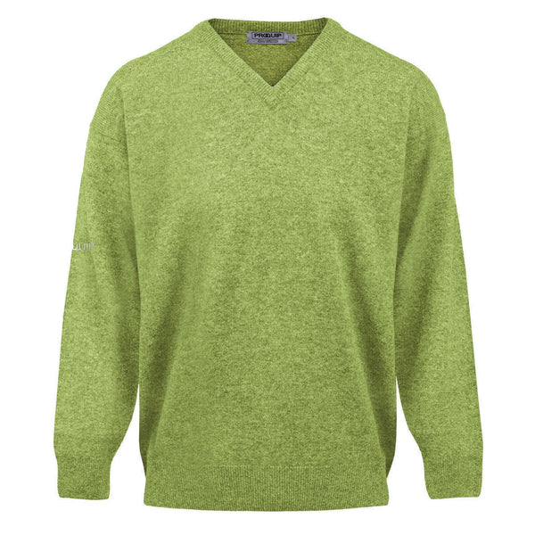 ProQuip Lambswool Water Repellent V Neck Golf Sweater - Kiwi Green