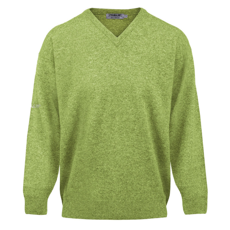ProQuip Lambswool Water Repellent V Neck Golf Sweater - Kiwi Green