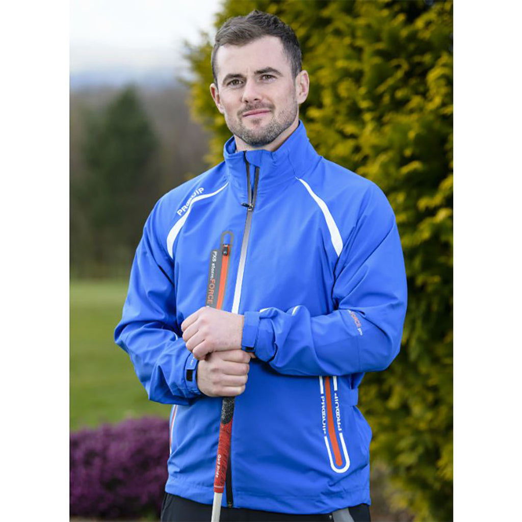 Proquip Stormforce Px6 Pro Waterproof Golf Jacket Blue Orange