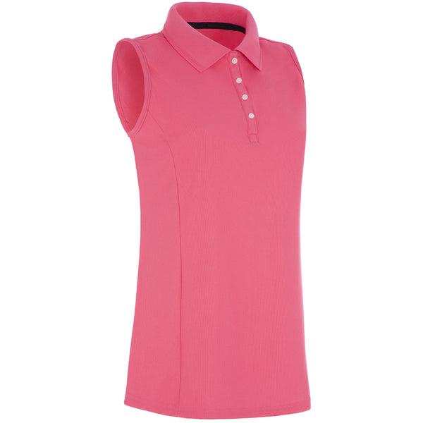 ProQuip Ladies Pro Tech Sleeveless Polo Shirt - Fuchsia Pink