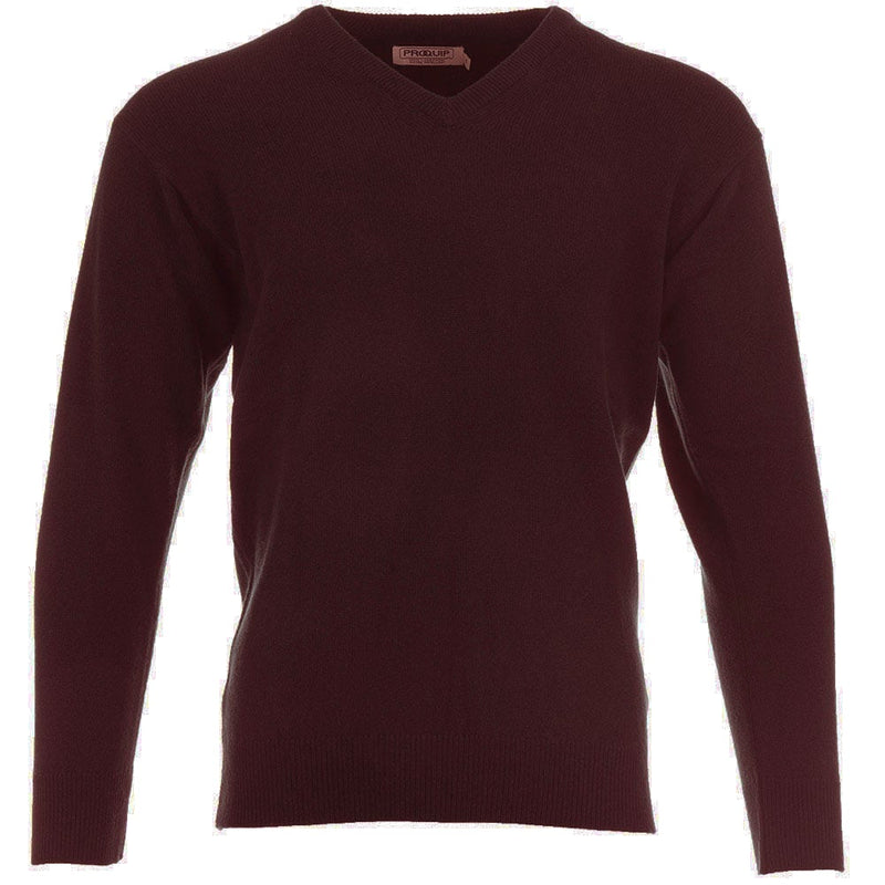 ProQuip Lambswool Water Repellent V Neck Golf Sweater Bordeaux