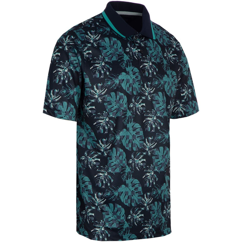 ProQuip Sub7 Leaf Print Polo Shirt - Navy/Blue/Porcelain