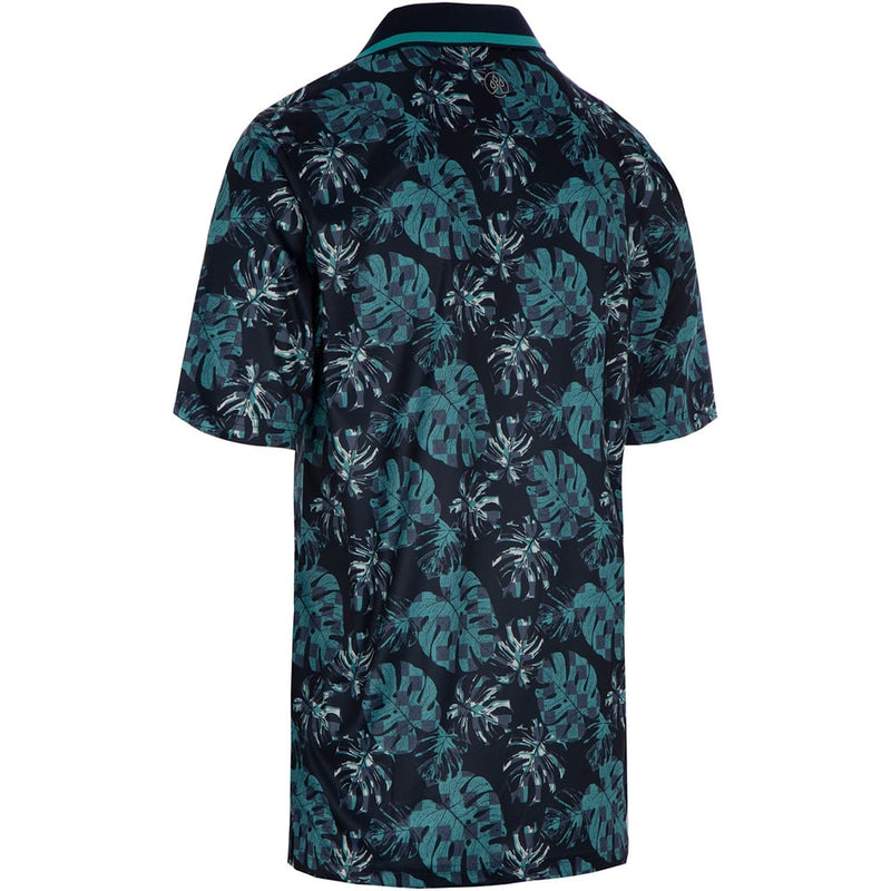 ProQuip Sub7 Leaf Print Polo Shirt - Navy/Blue/Porcelain