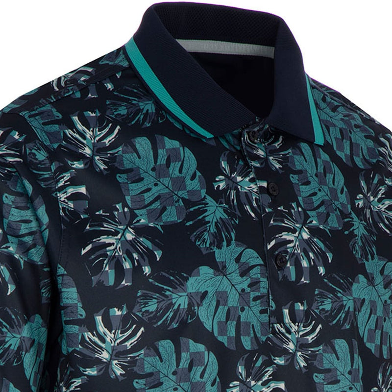 ProQuip Sub7 Leaf Print Polo Shirt - Navy/Blue/Porcelain