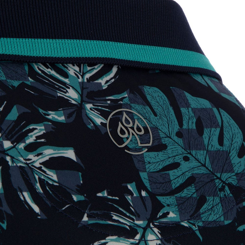 ProQuip Sub7 Leaf Print Polo Shirt - Navy/Blue/Porcelain
