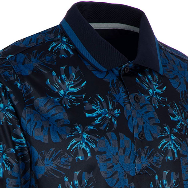 ProQuip Sub7 Leaf Print Polo Shirt - Navy/Royal/Azure