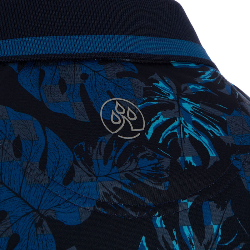 ProQuip Sub7 Leaf Print Polo Shirt - Navy/Royal/Azure