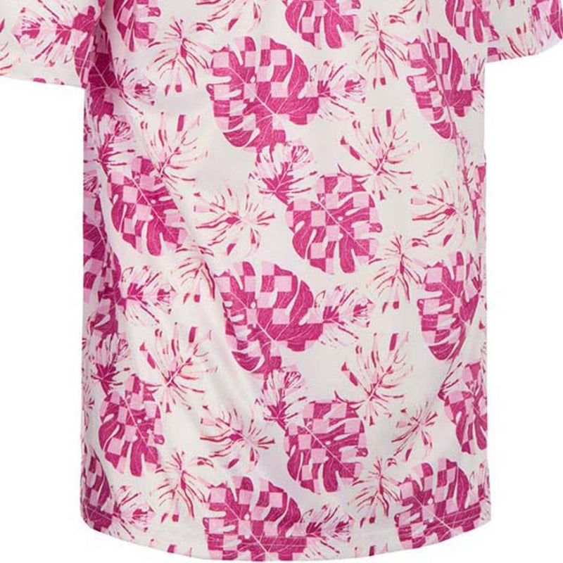 ProQuip Sub7 Leaf Print Polo Shirt - White/Rose/Festival