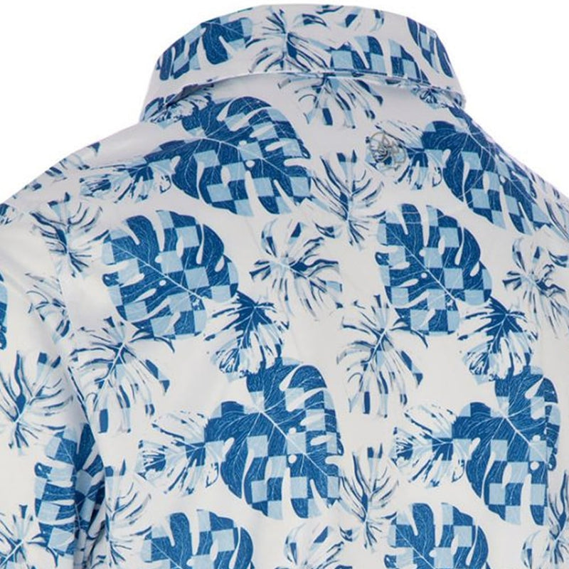 ProQuip Sub7 Leaf Print Polo Shirt - White/Royal/Fog
