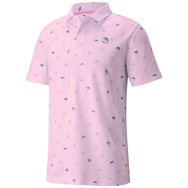 Puma AP Cloudspun Dancing Umbrellas Polo Shirt - Pale Pink/Lavendar Pop