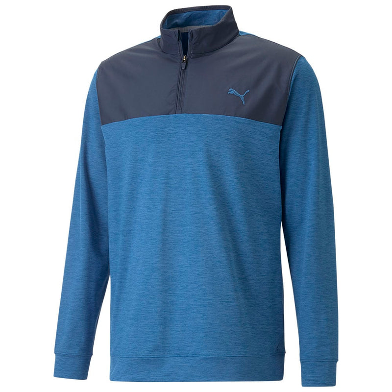 Puma Cloudspun Colour Block 1/4 Zip Pullover - Navy Blazer/Lake Blue Heather