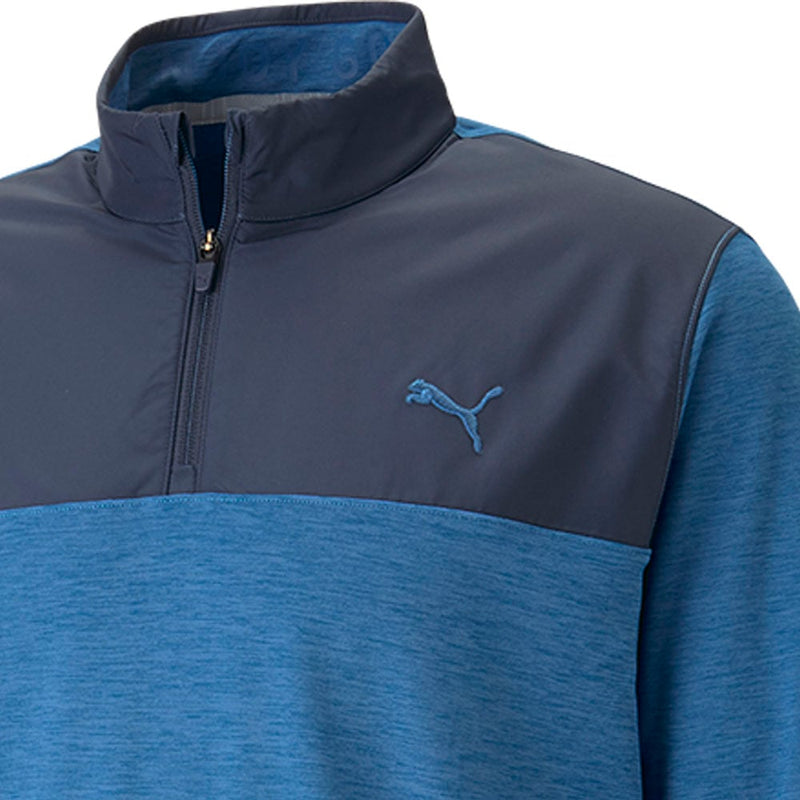 Puma Cloudspun Colour Block 1/4 Zip Pullover - Navy Blazer/Lake Blue Heather