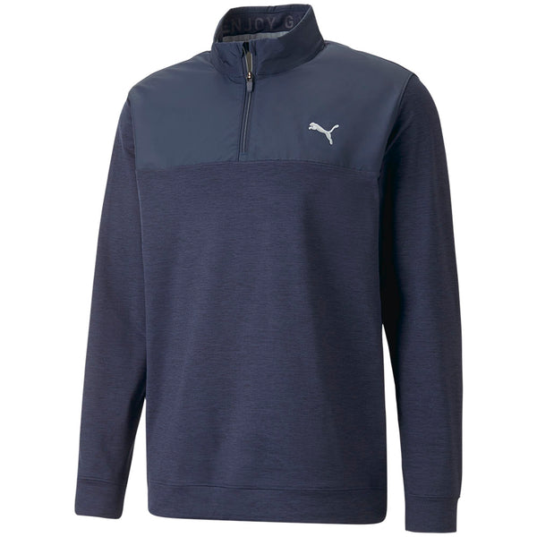 Puma Cloudspun Colour Block 1/4 Zip Pullover - Navy Blazer/Navy Blazer Heather