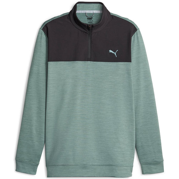 Puma Cloudspun Colour Block 1/4 Zip Pullover - Puma Black/Eucalyptus Heather