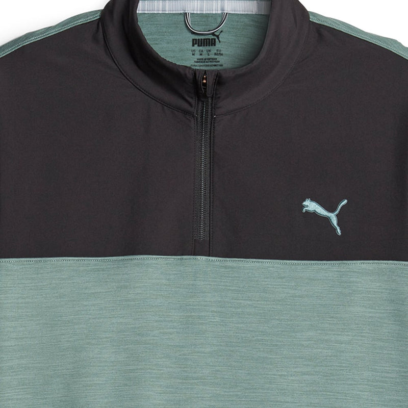 Puma Cloudspun Colour Block 1/4 Zip Pullover - Puma Black/Eucalyptus Heather