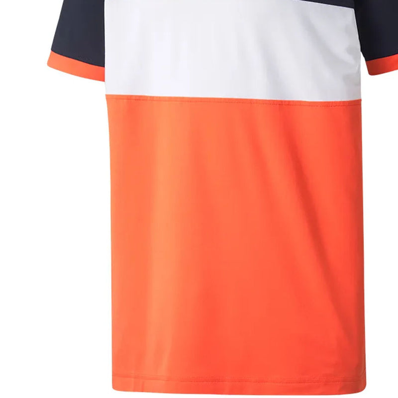 Puma Cloudspun Highway Polo Shirt - Navy Blazer/Hot Coral