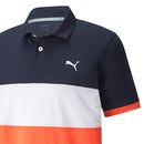 Puma Cloudspun Highway Polo Shirt - Navy Blazer/Hot Coral