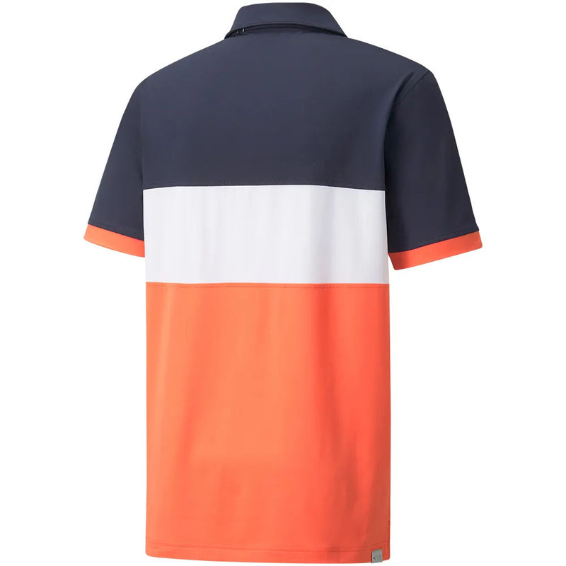 Puma Cloudspun Highway Polo Shirt - Navy Blazer/Hot Coral