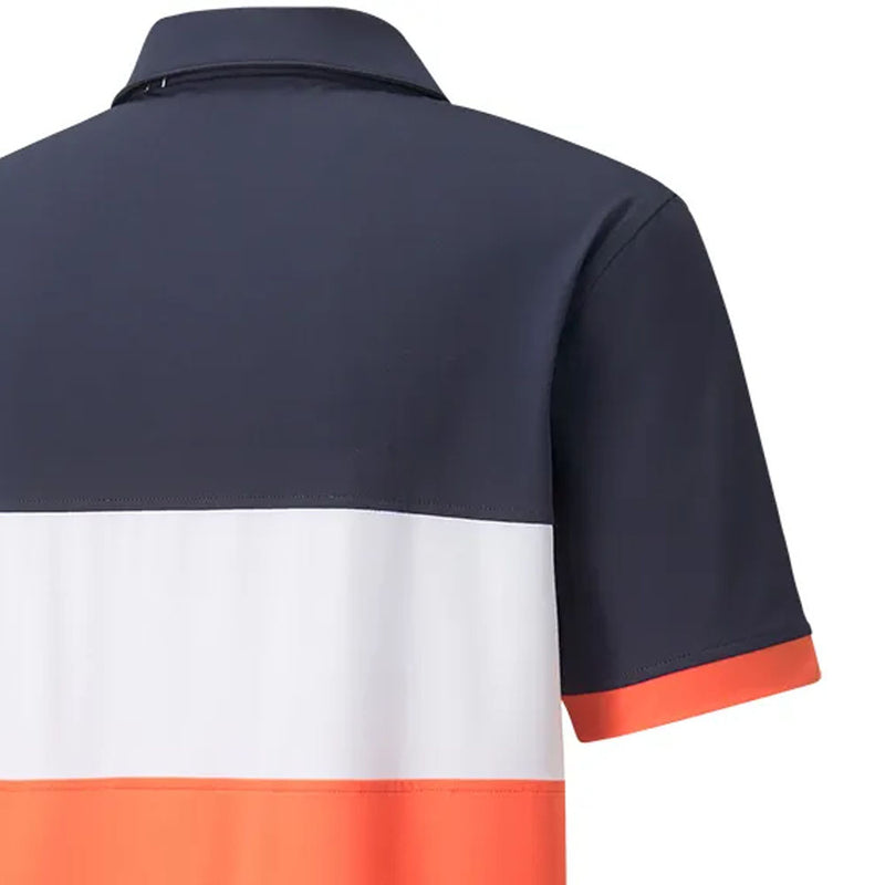 Puma Cloudspun Highway Polo Shirt - Navy Blazer/Hot Coral
