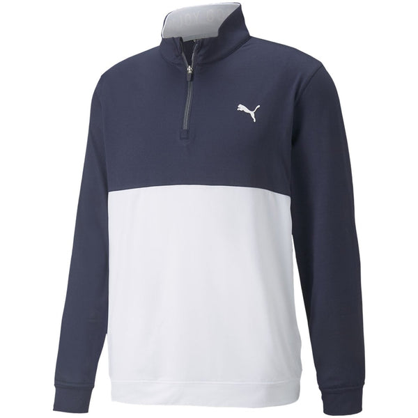 Puma Gamer Colour Block 1/4 Zip Pullover - Navy Blazer/Bright White