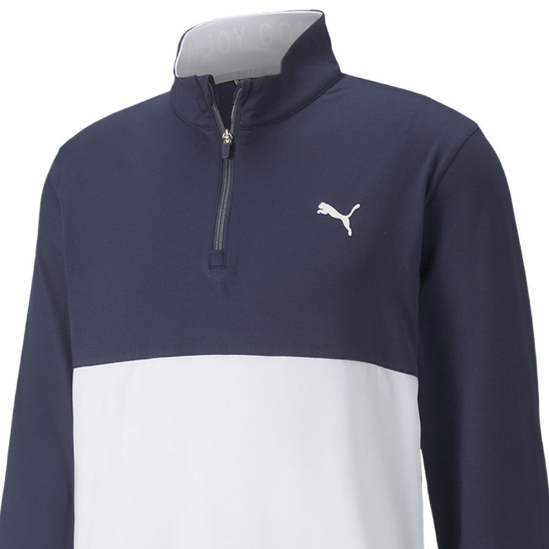 Puma Gamer Colour Block 1/4 Zip Pullover - Navy Blazer/Bright White