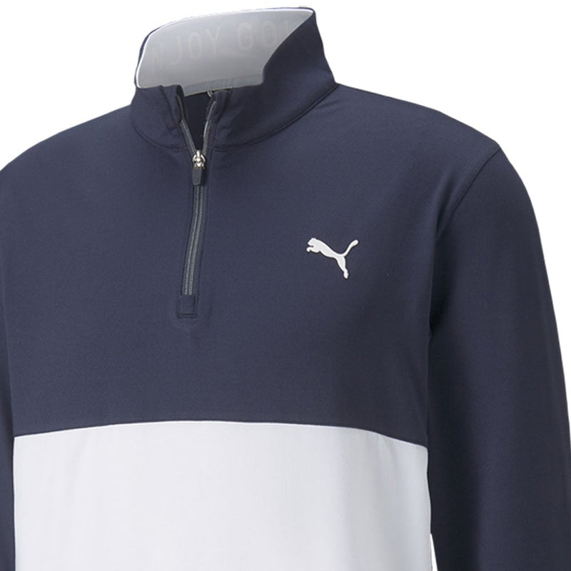 Puma Gamer Colour Block 1/4 Zip Pullover - Navy Blazer/Bright White