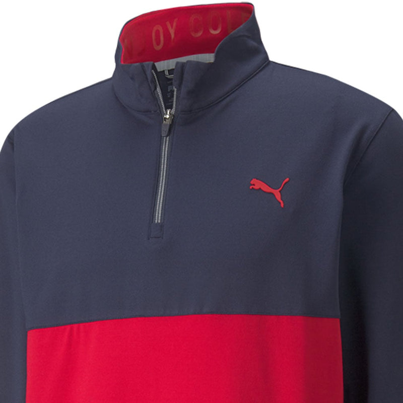 Puma Gamer Colour Block 1/4 Zip Pullover - Navy Blazer/Ski Patrol