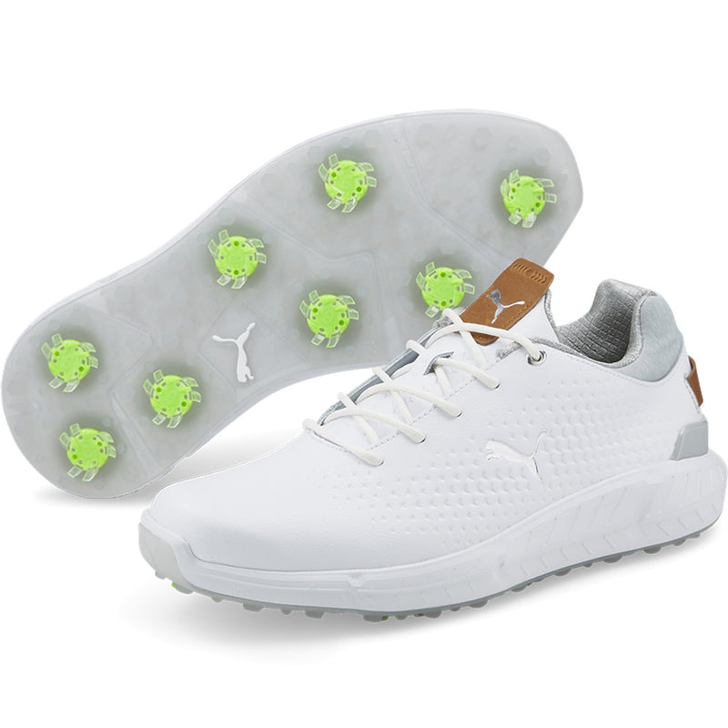 Puma IGNITE Articulate Leather Waterproof Spiked Shoes - White/Silver
