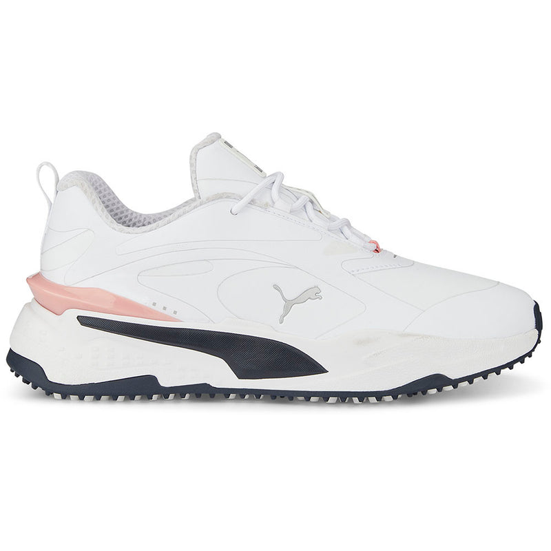 Puma Ladies GS-FAST Spikeless Shoes - White/Navy Blazer/Flamingo Pink