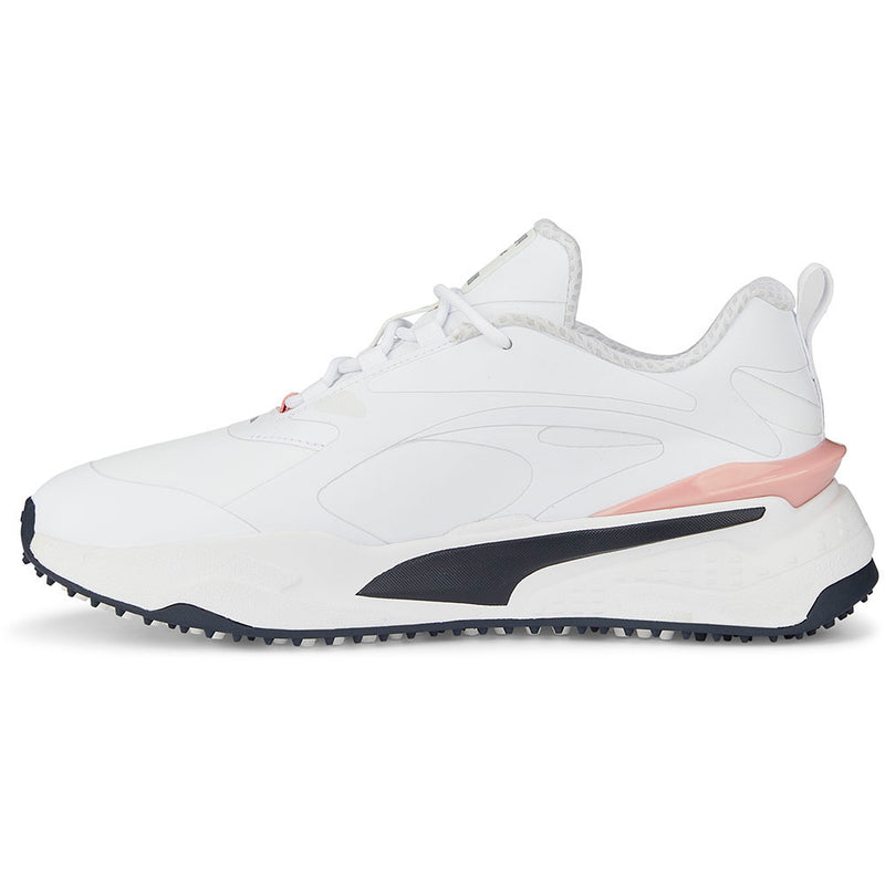 Puma Ladies GS-FAST Spikeless Shoes - White/Navy Blazer/Flamingo Pink