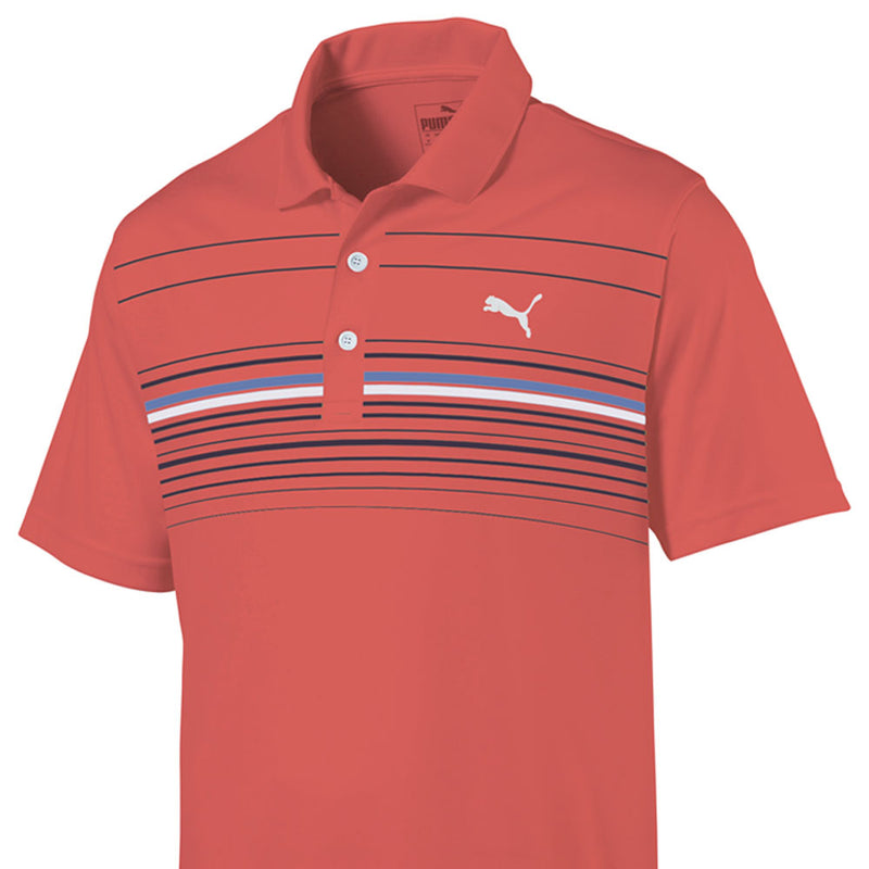 Puma MATTR Canyon Polo Shirt - Hot Coral/Bright Cobalt