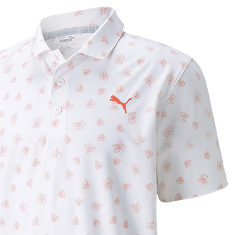 Puma MATTR Spring Polo Shirt - Bright White/Hot Coral