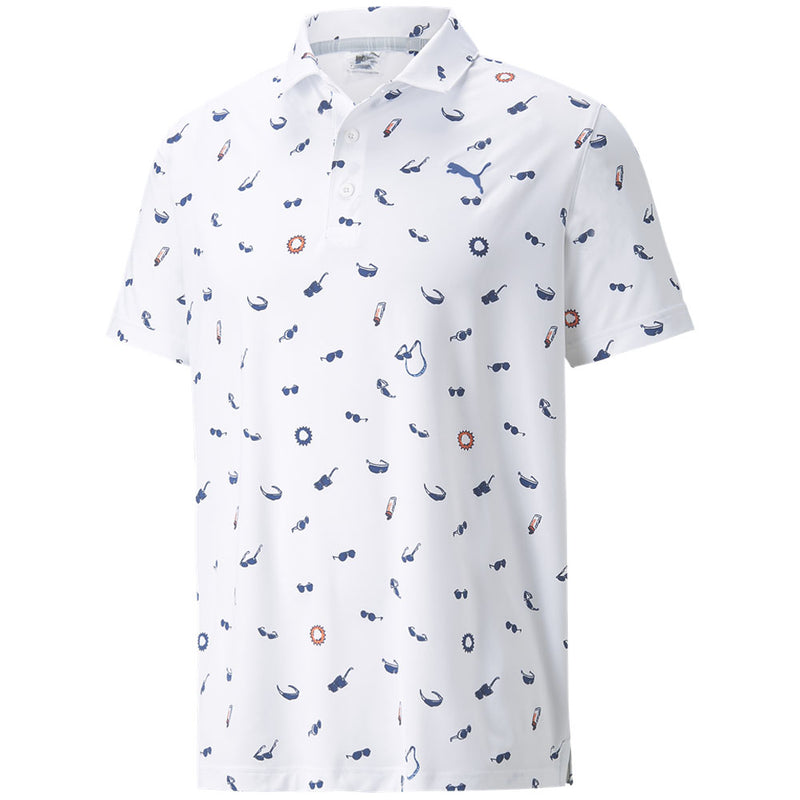 Puma MATTR Sunnies Polo Shirt - Bright White/Bright Cobalt