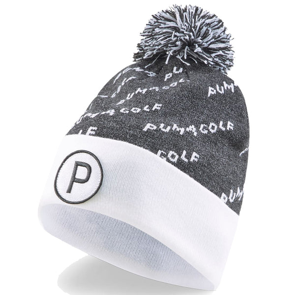 Puma P Removable Pom Beanie Hat - Black/Bright White