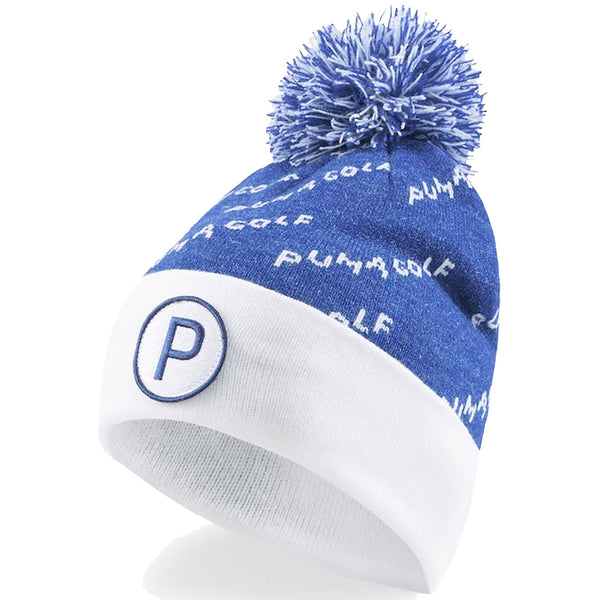 Puma P Removable Pom Beanie Hat - Blazing Blue/Bright White