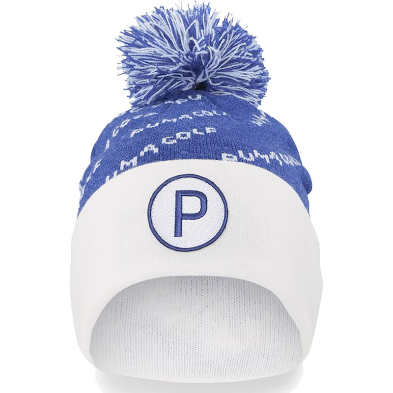 Puma P Removable Pom Beanie Hat - Blazing Blue/Bright White