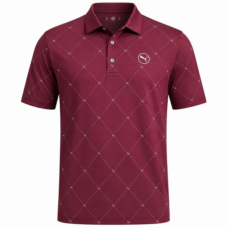 Puma Pure 2.0 Argyle Polo Shirt - Ruby Shimmer/White Glow
