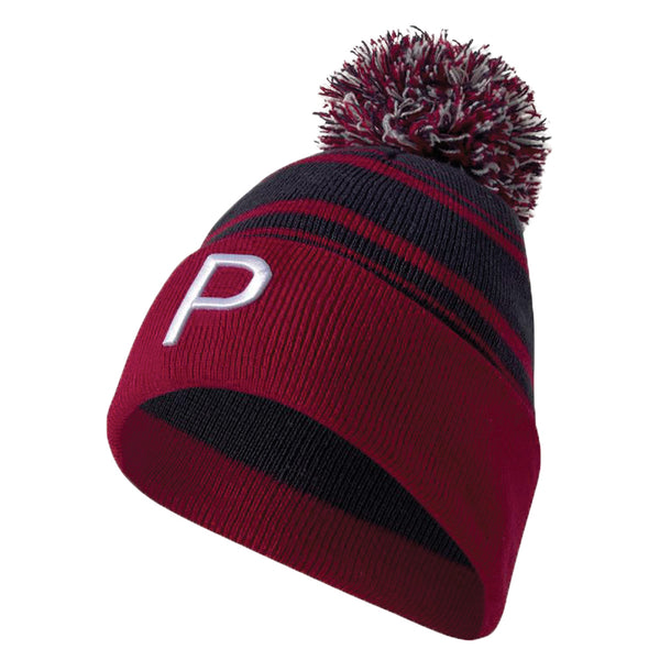 Puma P Removable Pom Beanie Hat - Navy Blazer/Persian Red