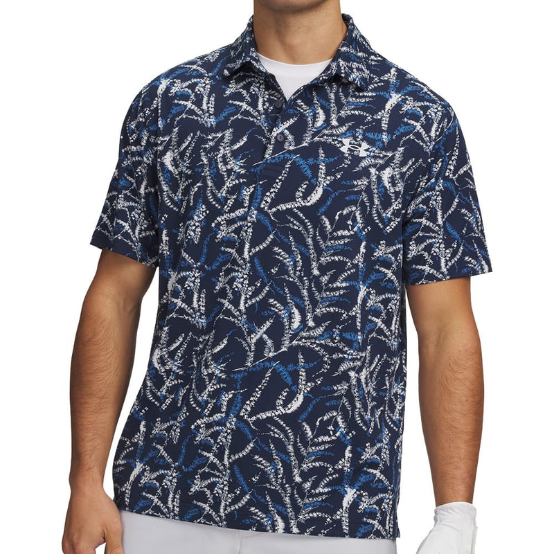 Under Armour Playoff 3.0 Printed Polo Shirt - Midnight Navy/Aegean Blue/Halo Grey