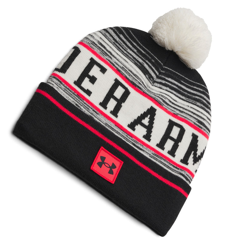 Under Armour Halftime Pom Beanie - Stone/Racer Red/Black