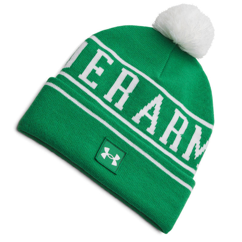 Under Armour Halftime Pom Beanie - Team Kelly Green/White/White