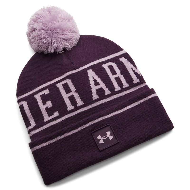 Under Armour Halftime Pom Pom Beanie - Purple Echo/Mauve Pink/Mauve Pink