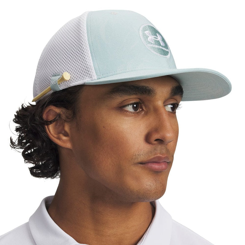 Under Armour Drive Mid Stretch Cap - Enamel Blue/White