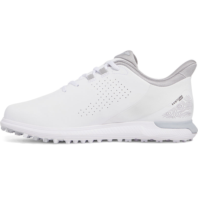 Under Armour Drive Fade Spikeless Waterproof Shoes - White/White/Metallic Silver
