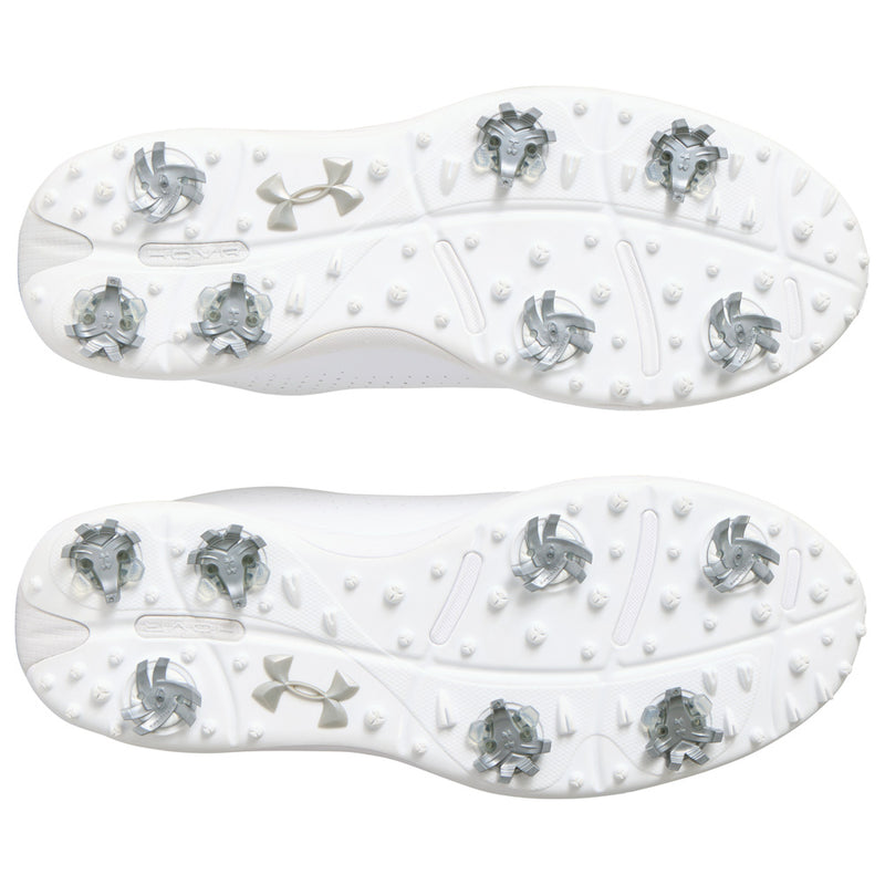 Under Armour Drive Fade Spiked Waterproof Shoes - White/White/Metallic Silver